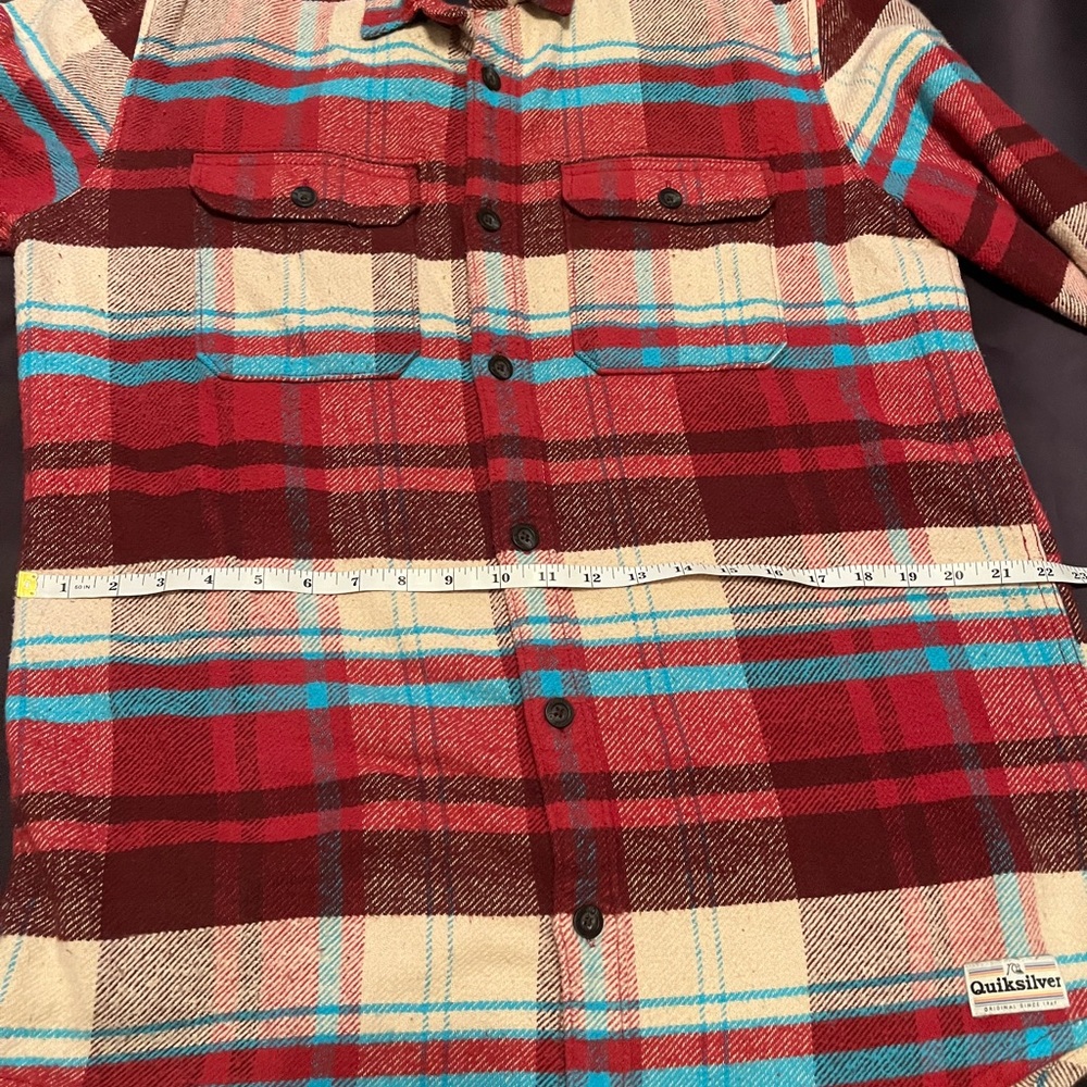 Quiksilver Red and Blue Plaid Men's Shirt - Picture 3 of 9